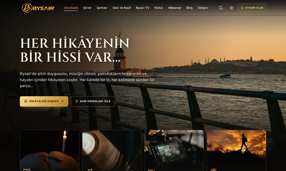 Bysair sitesinin ana sayfası