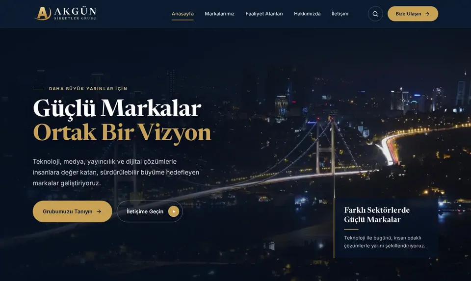 Akgün Şirketler Grubu sitesinin ana sayfası