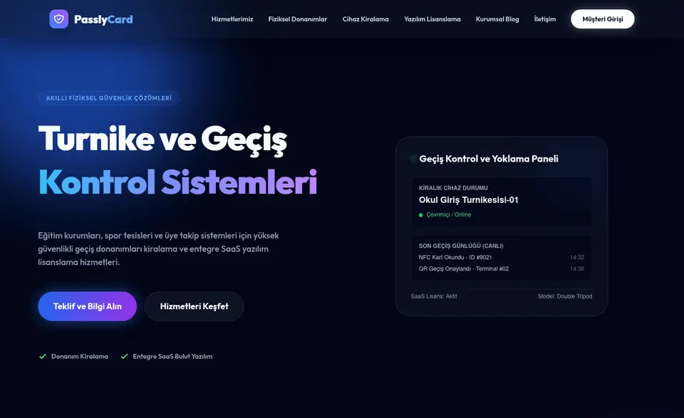 PasslyCard Turnike ve Geçiş Kontrol Sistemleri ekran görüntüsü